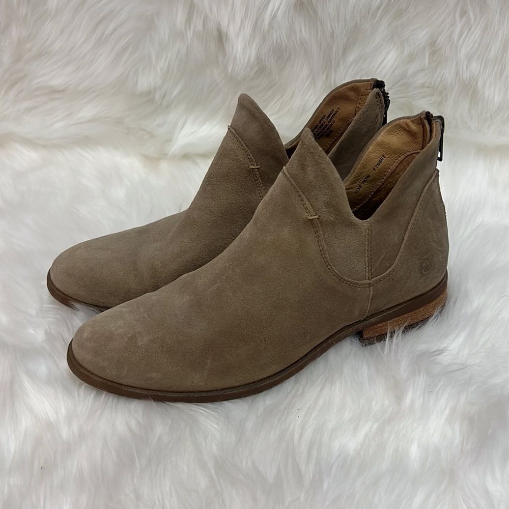 Born Arula F76602 Tan Leather Round Toe Bakc Zip Ankle Booties Size‎ 7 B14B - Picture 3 of 12